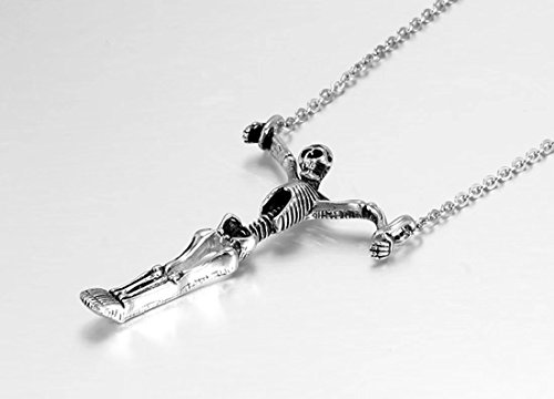 Dib Stainless Steel Skull Skeleton Vintage Retro Gothic Punk Rock Biker Halloween Pendant Necklace, 24" Chain #TOP3