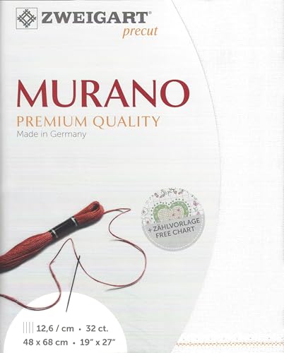Image of Wizardi Murano 32 Count Antique White 3984 /101. Needlework Canvas, Cross-Stitch Fabric, Embroidery Cloth, Needlepoint Canvas. 52% Cotton and 48% Viscose. Precut Zweigart
