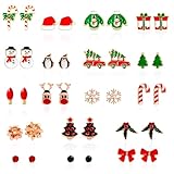 Weihnachtsohrringe Set Damen 18 Paar – Lustige Ohrringe Weihnachten Mit Weihnachtsbaum, Schneemann & Rentier, Weihnachts Ohrringe, Perfekte Weihnachtsgeschenke Für Frauen & Mädchen