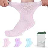 Bulinlulu Diabetic Socks with Grips Women&Men,3 Pairs Bamboo Ankle Non Binding seamless socks for wo