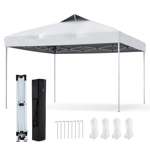 RELAX4LIFE Gazebo Pop-up Pieghevole 3 x 3 M, con Altezza Regolabile, Tessuto Oxford, Borsa da Trasporto, Impermeabile per Eventi Esterno, Protezione UV, per Feste, Campeggio (BIANCO)