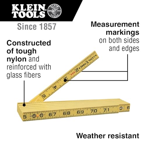 Klein Tools 910-6 Folding Ruler 6-Foot, Durable Fiberglass, Inside Reading thumbnail 3