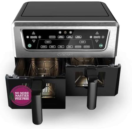 Cuisinart XXL Air Fryer, Sans PFAS, Cuisson sans produits chimiques, friteuse airfryer, Rôti, Gril, Patisserie, Déshydratation, Max Crisp, et Garder au chaud, Tiroirs doubles,2x5.2L