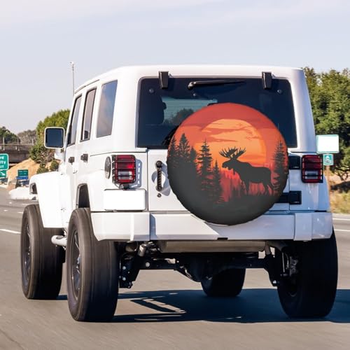 Image of Moose Wild Nature Landscape Spare Tire Cover Dust-Proof Wheel Tire Cover Fit Trailer, RV, SUV and Many Vehicle 14 Inch
