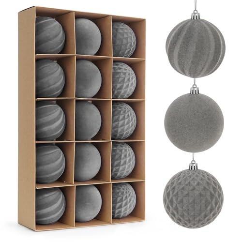 Miaikoe 15 Stück Samt Weihnachtskugeln hängende Ornamente Set,...