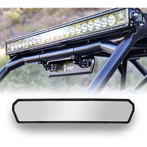 Chupacabra Offroad 16" Silver Super Deluxe Center UTV Rear View Mirror - Compatible with 1.875" Roll Bar for Polaris and RZR - Convex Mirror Design with Aluminum Body Cover