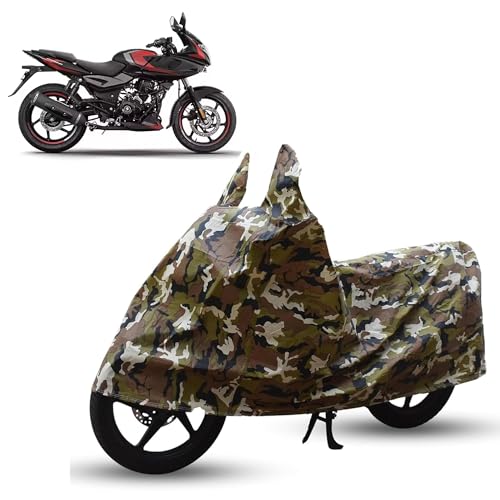 Image of Sulfar Bike Cover for Bajaj Pulsar (220F (2025 Updated)) | Waterproof, Dustproof & UV Protected | All Weather Two Wheeler Cover (Army Green) New 2026 Variants