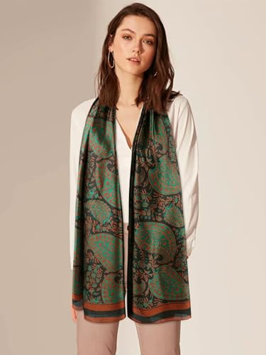 Silky Feel Floral Scarf for Woman, Lightweight Shawl Wraps, Fashion Floral Accessory