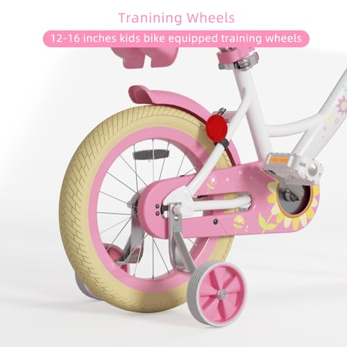 Image of Glaf Toddler Girls Bike for Age 2-9 Years 12 14 16 20 Inch Kids Bike | Girls Bicycle,Toddler Bike,Doll Seat, Basket, Adjustable Seat, Bell,