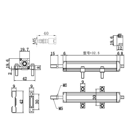 Sensor desplazamiento lineal for barra unión en miniatura de 300mm 2