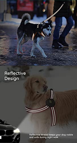 No Pull Dog Harness, Step In Reflective Mesh Padded Dog Vest Harness, No Choke Adjustable Dog Harness With 2 Buckles, Easy Walk For Medium Large Dog Black #TOP2