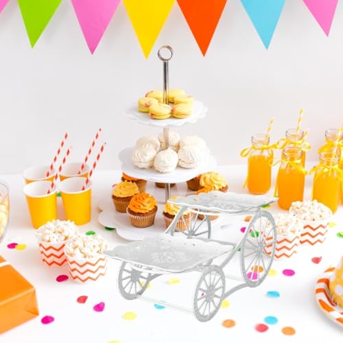 MagiDeal Tiered Cupcake Stand Carriage Cake Stand Storage Snack 2 Tier Serving Tray Wedding Cake Stand for Festival Dining Room Party, square - Cosy Home Interiors MagiDeal Tiered Cupcake Stand Carriage Cake Stand Storage Snack 2 Tier Serving Tray Wedding Cake Stand for Festival Dining Room Party, square - Image 3