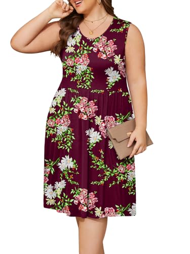 Image of DB MOON Womens 2026 Plus Size Tank Dresses Sleeveless Knee Length Sundress with Pockets