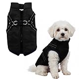 Dog Winter Coat with Harness Winter Jacket for Small Dogs Cold Weather Coats Warm Pet Vest Waterproof Snowsuit (Black, Medium)