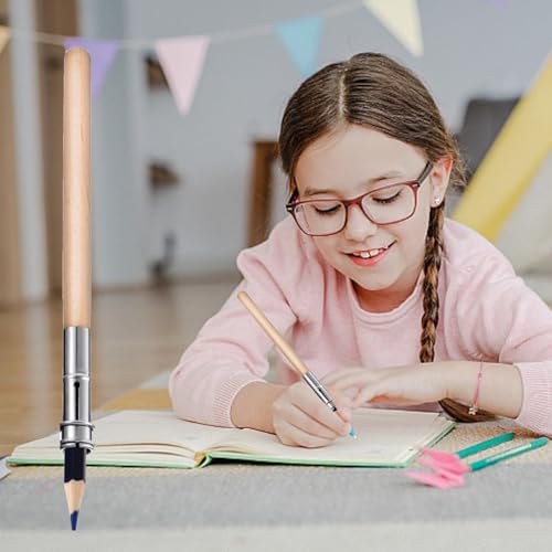 12 Stück Bleistiftverlängerung,Stiftverlängerung set,Doppelkopf verstellbar Stiftverlängerung,Holz Bleistift Extender,Für Wachsmalstifte Zeichenstift Werkzeug,Schulbürobedarf,Augenbrauen Make up