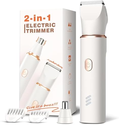 Bikini Trimmer for Women-Electric Razors for Women's Gift Body Hair Trimmer IPX7 Waterproof, Replaceable Ceramic Blade,White