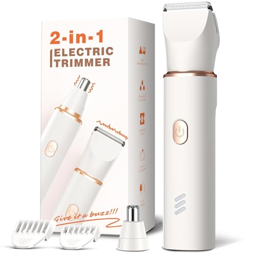 Bikini Trimmer for Women-Electric Razors for Women‘s Gift Body Hair Trimmer IPX7 Waterproof, Replaceable Ceramic Blade,White