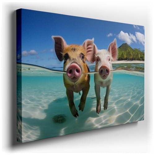 Canvas for Living room. Swimming Pigs in Paradise: An Idyllic