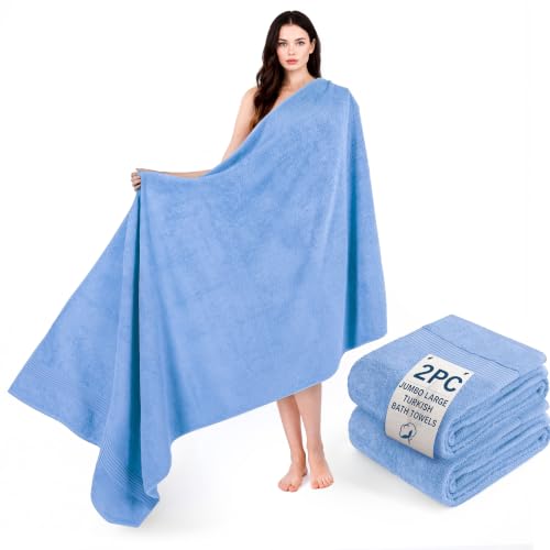 Image of Cotton Paradise 100% Cotton Hand Towels, 2 Piece 35x70 Hand Bath Towels, Sky Blue