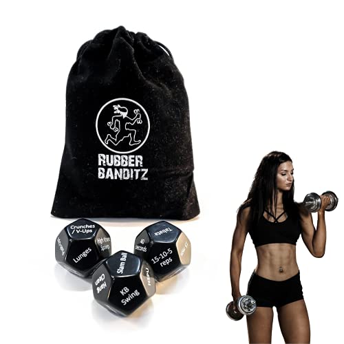 Rubberbanditz - Fitness Dice for Exercise & Workouts | Three Engaging 12-Sided Full Body Workout Dice | Ideal for Crossfit, Home Workouts, and Gyms | Fun Workout Equipment