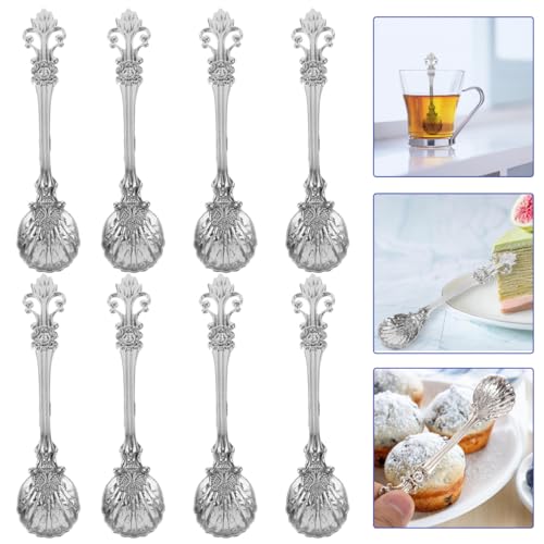 IMIKEYA Metal Vintage Spoons 8 Pieces Set Tea Stirring Coffee Dessert Spoons Floral Pattern for Iced Tea Soup Home Restaurant by IMIKEYA - Image 8