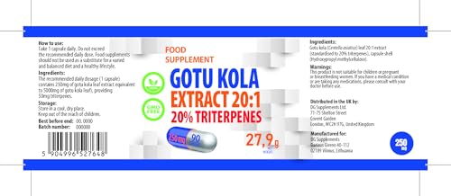 Hepatica Gotu Kola Extrakt 20:1 | 5.000mg Äquivalent | 90 Vegane Kapseln | 20% Triterpene | Hochdosierte Gehirn-, Gedächtnis- & Durchblutungsunterstützung | Laborgeprüft | Nahrungsergänzungsmittel