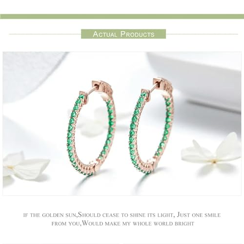 Argent Sterling 925 boucles d'oreilles vert Cz femmes - 2