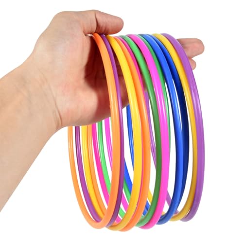 Image of OBTANIM 12 Pcs Plastic 7 Inch Ring Toss Game for Kids and Outdoor Toss Rings for Speed and Agility Practice Game, Random Colors