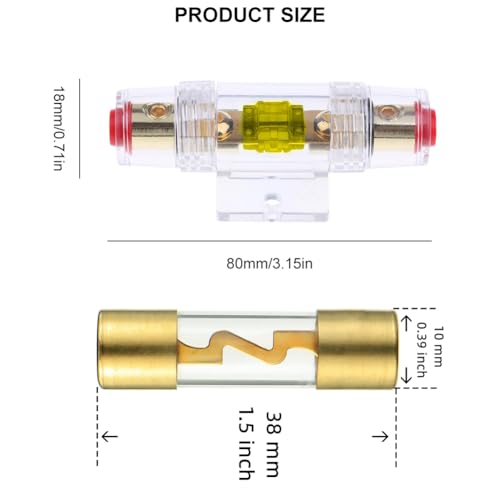 100A AGU Sicherungshalter Inline, AGU Sicherung 100A, AGU Sicherungshalter 100A, Audio Inline-Leistungsschalter Sicherung, KFZ Sicherungshalter 100A, 100A Sicherung 12V, 100A Sicherungshalter