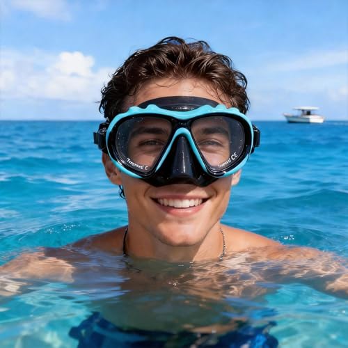 Prescription Snorkel Mask, Nearsighted Diving Mask for Adult Youth, Swim Scuba Dive Swimming Snorkeling Goggles with Nose Cover and Optical Corrective Lenses 180 Wide View Tempered Glass by EXMUJO - Image 6
