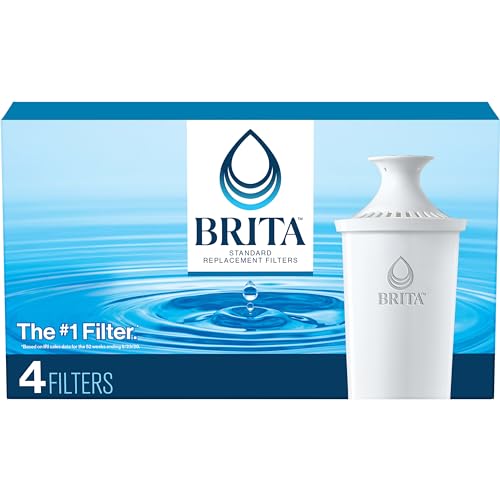 Brita Standard Water Filter for Pitchers and Dispensers, BPA-Free, Reduces Copper, Cadmium and Mercury Impurities, Lasts Two Months or 40 Gallons, Includes 4 Filters for Pitchers