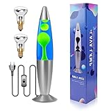 Luxvista Lavalampen Blau und Grün Klassische Retro Lavaleuchte, 1,85m Kabel, Dekorative Lavalampe für Deko Schlafzimmer Deko Lampe Stimmungslicht mit 2 X R39 25W E14 Glühbirne, EU-Stecker