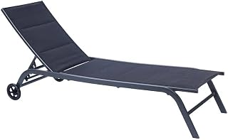 Megashopitalia Sonnenliege für den Garten, aus Aluminium, zusammenklappbar, mit Rädern