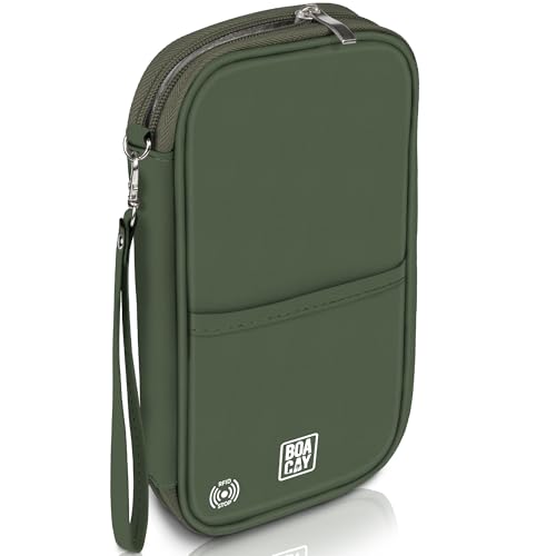 BOACAY Reisepass Tasche mit RFID, Reiseunterlagen Organizer für Damen & Herren, Familie Reiseorganizer, wasserdichte Hülle, Etui für Tickets, Geld, Karten