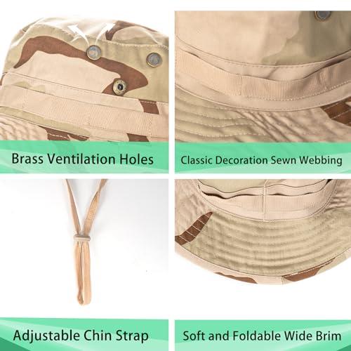 Image of Sun Hats for Men Women Boonie Hat UPF 50+ Bucket Hat Wide Brim UV Protection Fishing Hiking Safari Outdoor Hats