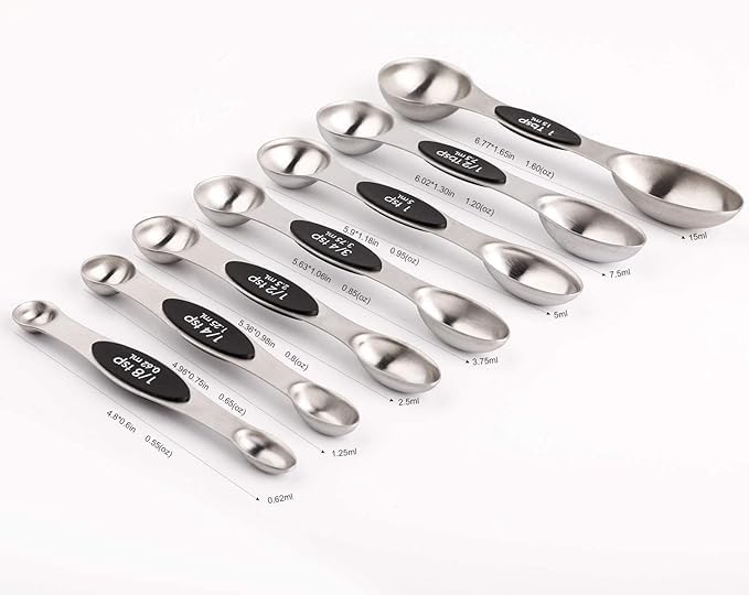 Magnetic Measuring Spoons Set Stainless Steel with Leveler, Stackable Metal Tablespoon Measure Spoon for Baking, Cups and Spoon Set Kitchen Gadgets Apartment Essentials