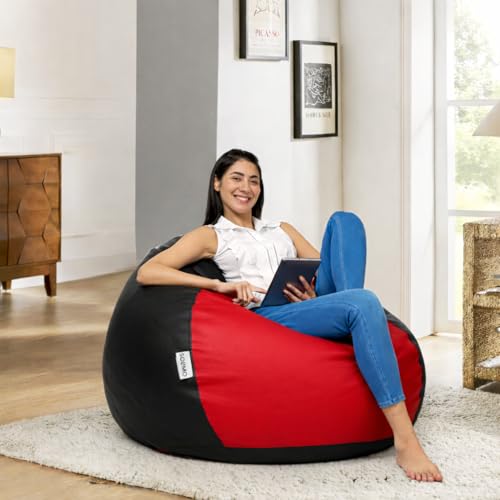 Amazon Brand - Solimo Bean Bag Cover 4XL Without Beans, Faux Leather Bean Bags Cover with Handle & Zipper, Bean Bag Cover for Living Room & Bedroom | 