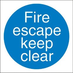 Seco Fire Escape Keep Clear Sign, 100mm x 100mm - 1mm Semi Rigid Plastic