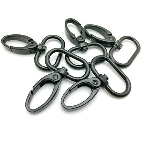 YIXI-SBest 15 Pcs 25mm Inside Diameter Oval Ring Lobster Clasp Claw Swivel for Strap Push Gate Lobster Clasps Hooks Swivel Snap Fashion Clips (1 inch, Electrophoresis Black)