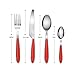EXZACT Cutlery Set of 24, Stainless Steel with Color Handles - 6 Forks, 6 Dinner Knives, 6 Dinner Spoons, 6 Teaspoons - EX07 (Red x 24)