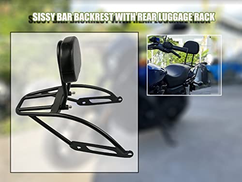 Motorcycle Detachable Passenger Backrest Sissy Bar With Luggage Rack For Harley Street 750 500 XG750 XG500 2015-2018 - Thumbnail 2