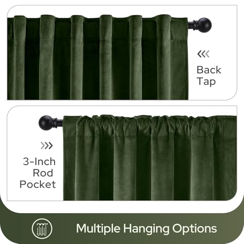 HOMEIDEAS 100% Blackout Olive Green Velvet Curtains, Thermal Insulated Luxury Vintage Winter Christmas Velvet Drapes for Bedroom, Living Room, Home Decor, 52 x 96 Inch, 2 Panels by HOMEIDEAS - Used condition - Image 9