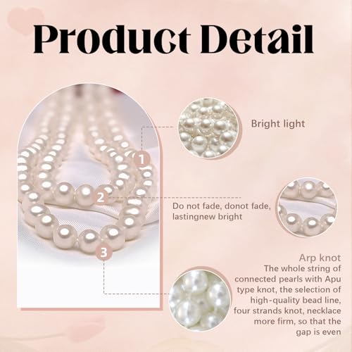 Long White Pearl Necklace 150cm/59 Adjustable Multi-Strand Faux Pearls for Women, Bridal Wedding Vintage Gatsby Jewelry for Party & Elegant Events3