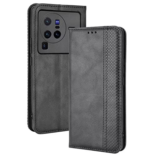 EASSGU Funda para Vivo X80 Pro (6.78' Inches) Carcasa con Interruptor Magnético de Cuero PU Flip Folio, [3 Ranuras para Tarjetas] [1 Wallet] Case - Negro