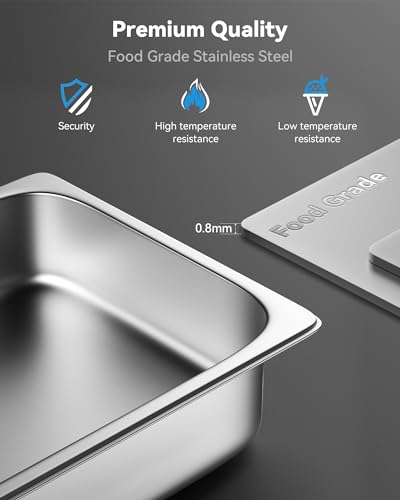 Image of 6 Pack Hotel Pans Full Size 6 inch Deep Stainless Steel Steam Table Pan | 22 Gauge Anti Jam Commercial Food Pans for Hotel, Party, Buffet, Catering Supplies
