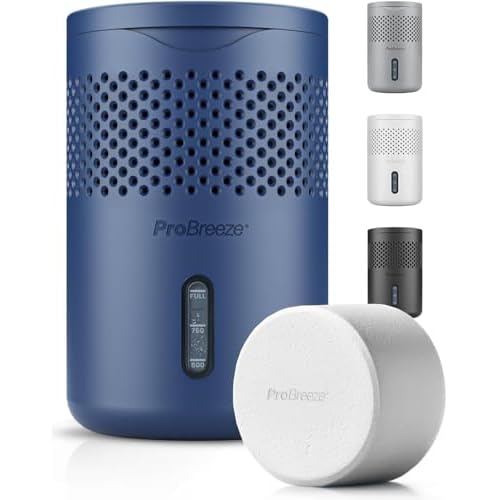 Pro Breeze Osmo® Dehumidifier - Silent & Refillable Moisture Absorber for Damp & Condensation at Home, Bedroom, Wardrobe - Bathroom Mould Remover with 700g Refillable Tablet - Blue Blue - No