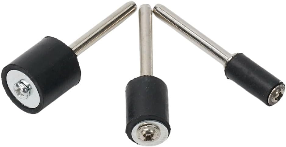 6-Pack Rubber Sanding Mandrels 1/8 Inch Shank for Rotary Tools, 3 Sizes Drum Holders for Wood Polishing Shaping Grooving, for Most Drills and Grinders, Black Silver