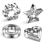 12 Pcs Professional Stainless Steel Cookie Cutters Set - Heart, Flower, Round, Star Shapes Metal Biscuit Cutter, Essential Baking Tools for Dough Preparation