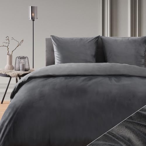 Blumtal Juego de ropa de cama de 135 x 200 cm con tacto de cachemira, funda nórdica de 135 x 200 cm con certificado Oeko-Tex, funda nórdica de 135 x 200 cm y funda de almohada de 80 x 80 cm, color