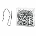 Curtain Hooks Metal- Heavy Duty Metal Pin Hooks, 50 Pack Curtain Pin Hooks for Pencil Pleat Curtains, Tracks, Rings and Rails - Silver